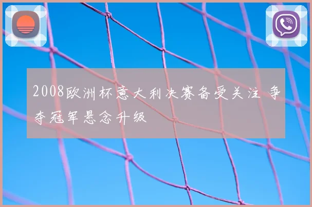 2008欧洲杯意大利决赛备受关注 争夺冠军悬念升级